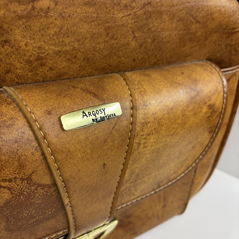 Vintage Argosy By Invicta Brown Retro Carry On Bag Luggage Weekender Retro - Picture 3 of 14